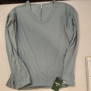 HALARA Sky Blue V-Neck Long Sleeve Top